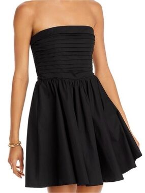 Wayf Strapless Pleated Bodice A-Line Dress - Black